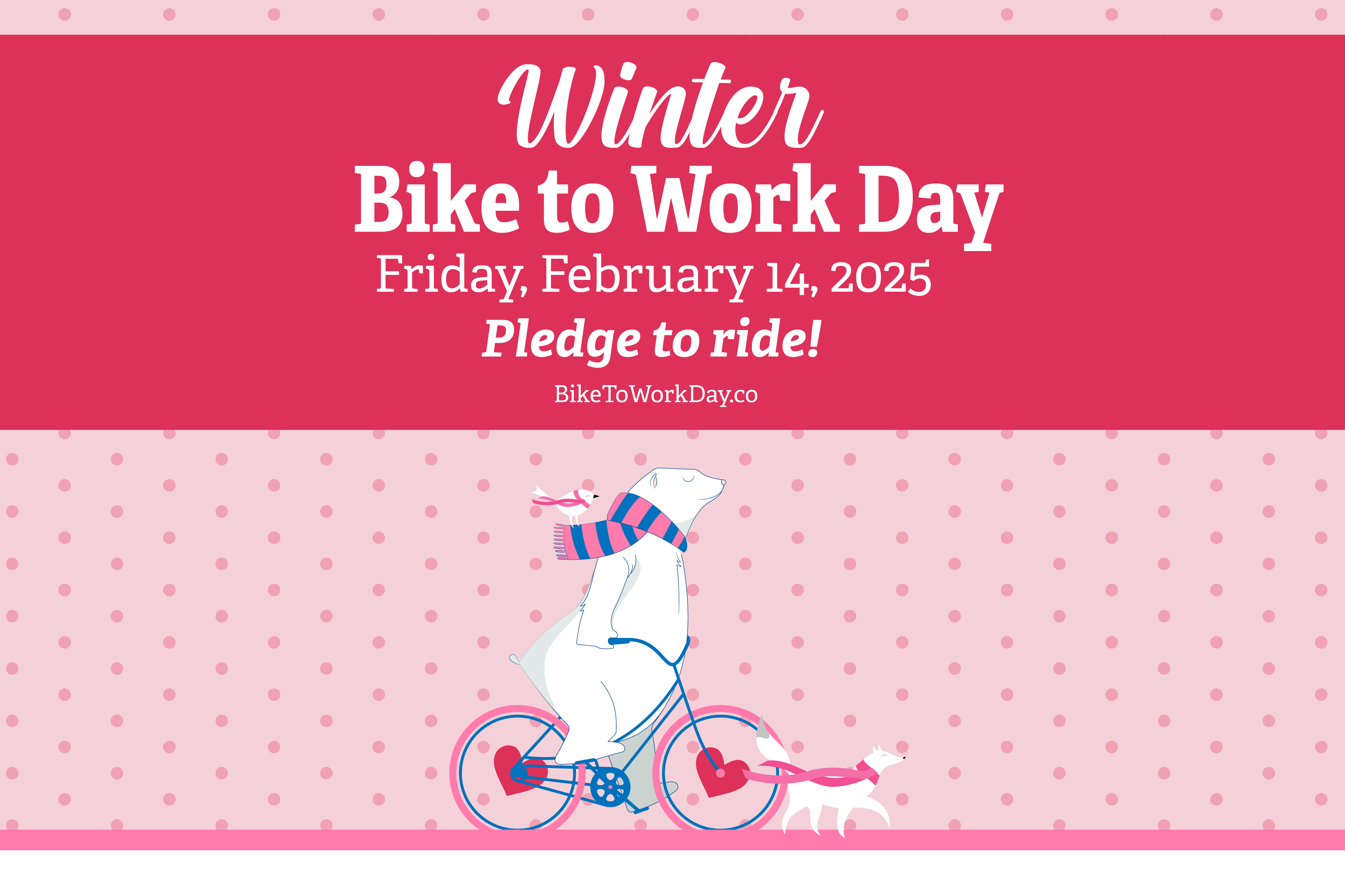 Polar bear with a bird on its scarf rides a bike being led by a fox. Image text summarized in event description.